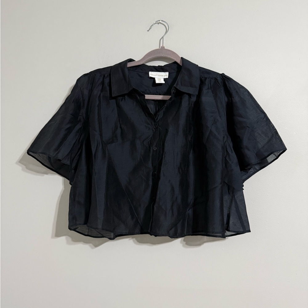 House of Harlow 1960 Black Boxy Crop Blouse